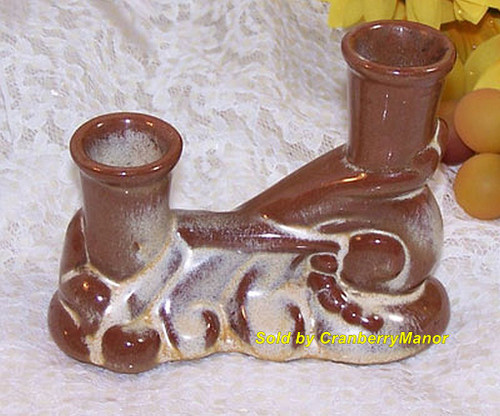 Frankoma Desert Gold Double Candlestick Vintage Designer Pottery