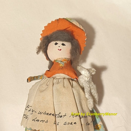 Mary Had A Little Lamb Clothespin Doll Vintage Handmade Toy