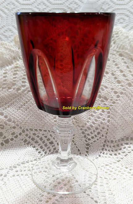 Cristal D'arques-Durand France Glass Gothic Ruby Red Wine Goblet Vintage Designer Cup 