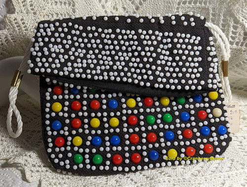 Goldblatts Candy Button Purse Polka Dot Drawstring Bag Vintage Groovy Fashion
