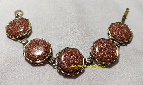 Goldstone Lucite Bracelet  Vintage Fashion Jewelry