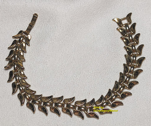 Crown Trifari Gold Bracelet Vintage Designer Jewelry
