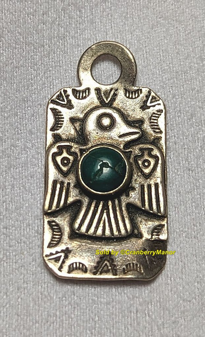 Thunderbird Pendant Sterling Silver Charm Vintage Turquoise Jade Fine South West Jewelry