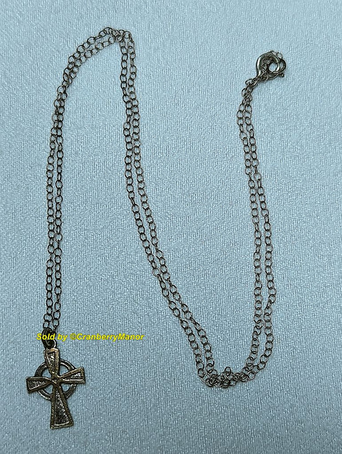 Sterling Celtic Cross Pendant Necklace Vintage Jewelry