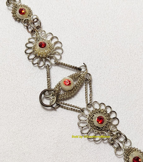 Ruby Red Wire Work Bracelet Vintage Wirework Fashion Jewelry