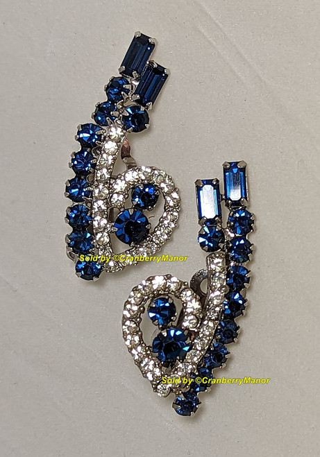 Juliana D&E Earrings Sapphire Blue Climber Vintage Delizza Elster Designer Jewelry