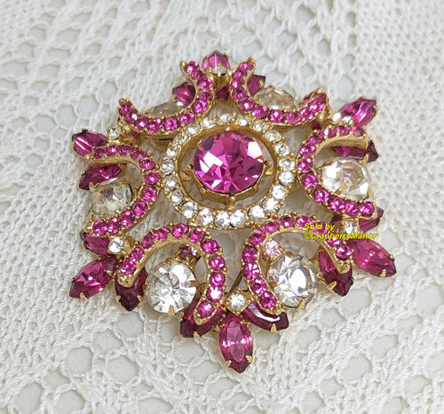 Juliana D&E Brooch Rose Pink Pin Vintage Delizza Elster Designer Jewelry