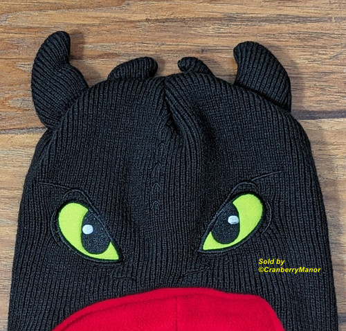 Toothless How to Train Your Dragon 2 Beanie Red Hat Ribbed Knit Cap Braids Gift