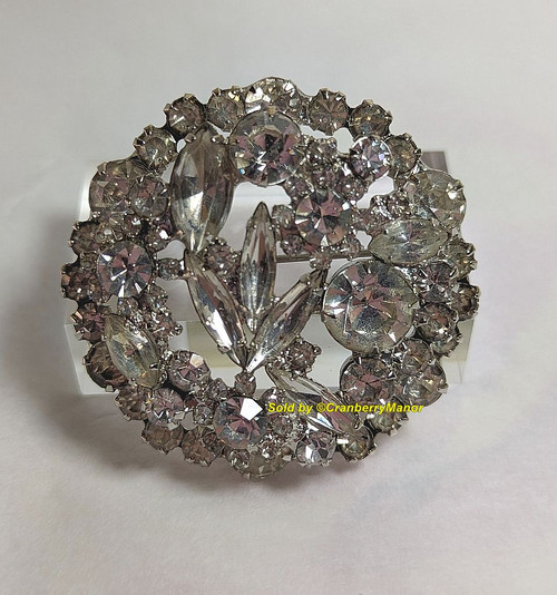 Juliana D&E Brooch Crystal Flower Floret Wreath Pin Necklace Vintage Delizza Elster Designer Jewelry