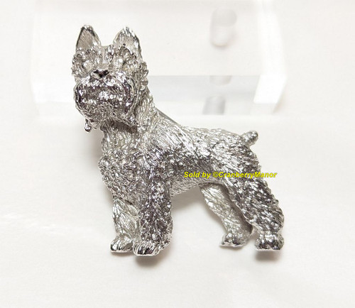 Crown Trifari Brooch Schnauzer Pet Dog Puppy Pin Vintage Designer Jewelry Gift