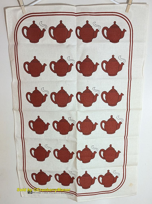 Irish Linen Hand Tea Towel Coffee Pot Kitchen Décor Ireland Souvenir Vintage Cloth Gift