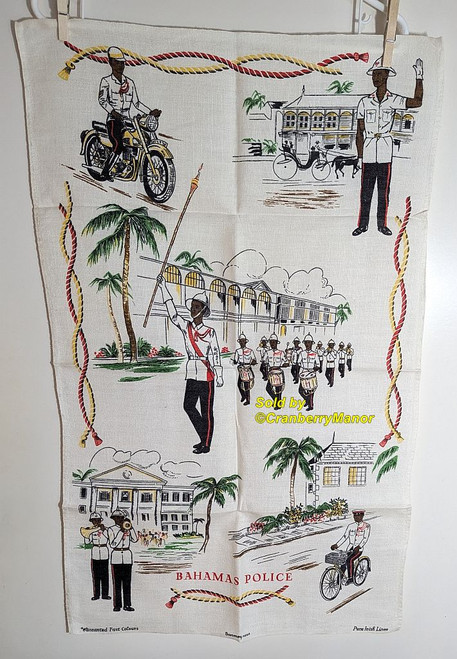 Dunmoy Bahamas Island Police Hand Dish Tea Towel Irish Linen Vintage Souvenir Cloth Gift