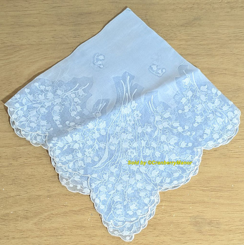 Blue Bellflower Handkerchief Bell Flower Floral Hankie Vintage Wedding Linen Cloth Bridal Bride Hanky Gift