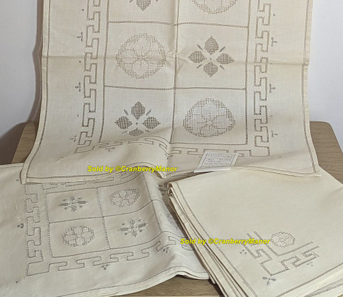 Pierced Lace Embroider Placemat Napkin Runner Set Ecru Beige Table Décor Cloth Vintage Mid Century Linen Gift Lot 17 NOS NWT Pierced Lace Embroider Placemat Napkin Runner Set Ecru Beige Table Décor Cloth Vintage Mid Century Linen Gift Lot 17 NOS NWT