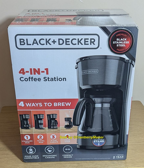 Black Decker 4 In 1 Coffee Station 5 Cup Coffeemaker Black NIP NWT Black Decker 4 In 1 Coffee Station 5 Cup Coffeemaker Black NIP NWT