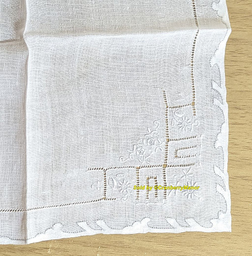 Embroider Flower Geometric Handkerchief Applique Drawn Thread Lace Bride Hankie Vintage Wedding Linen Bridal Hanky Something Old Gift