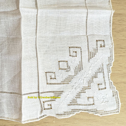 Appenzell Flower Geometric Swirl Handkerchief Drawn Thread Embroider Lace Bride Hankie Vintage Wedding Linen Bridal Hanky Something Old Gift NWT NOS