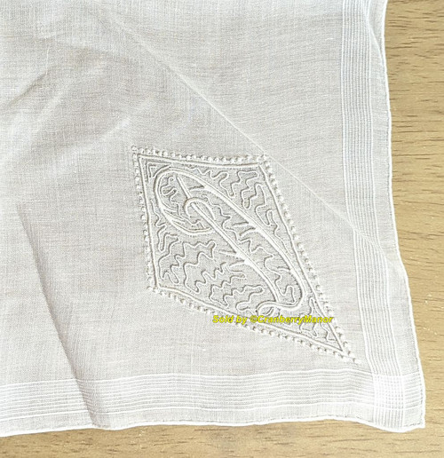 Madeira D Monogram Handkerchief Embroider Bride Cloth Hanky Vintage Bridal Hankie Mid Century Wedding Gift NOS NWT Original Label