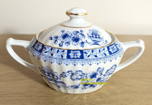 Seltmann Weiden Sugar 2 Handle Blue Onion Dorothea Floral China Blau Bowl Vintage German Designer Porcelain Gift