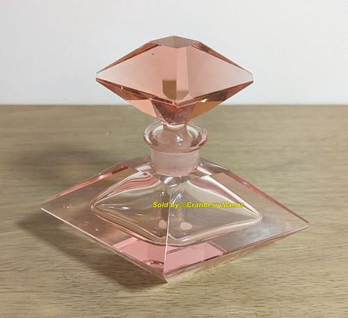 West German Art Deco Perfume Bottle Pink Glass Dauber Vintage Mid Century Vanity Makeup Accessory Gift