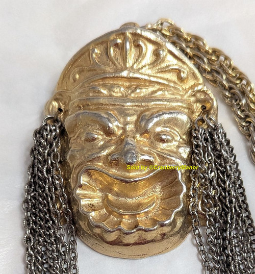Kenneth Lane KJL Necklace Humongous Theatre Theater Chain Tassel Pendant Vintage Fashion Designer Jewelry Gift