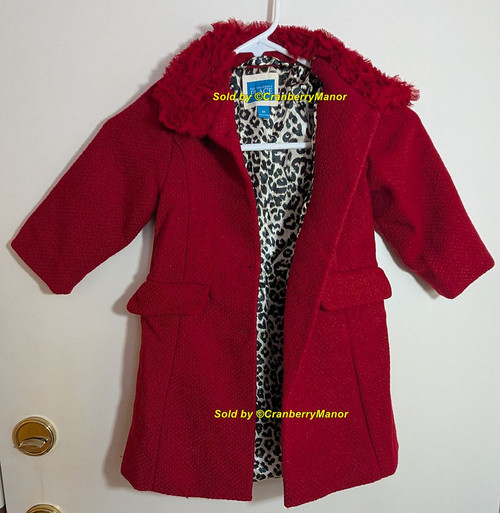 Child's Place Red Leopard Ruffle Jacket Animal Print Coat Vintage Clothing Gift