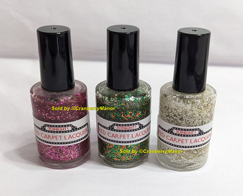 Red Carpet Lacquer Indie Nail Polish NOS Artisan Glitter Makeup Gift Lot 3
