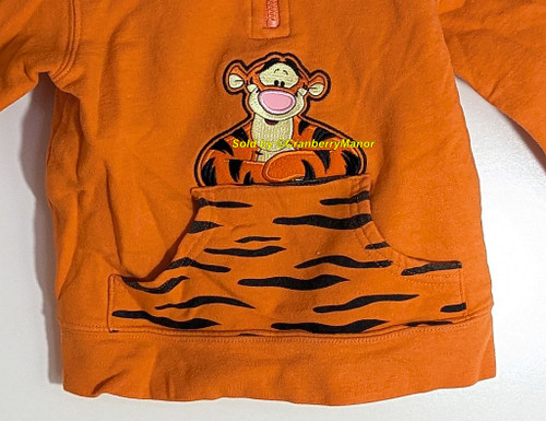 Disney Winnie the Pooh Tigger Hoodie Orange Sweatshirt Jacket Coat Vintage Toddler Child Kid Clothing Gift