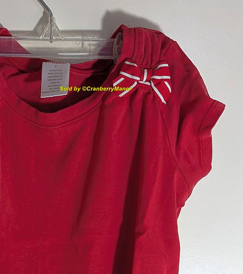 Gymboree Red Bow Blouse Shirt White Stripe Ribbon Top Vintage Kid  Child Clothing Gift