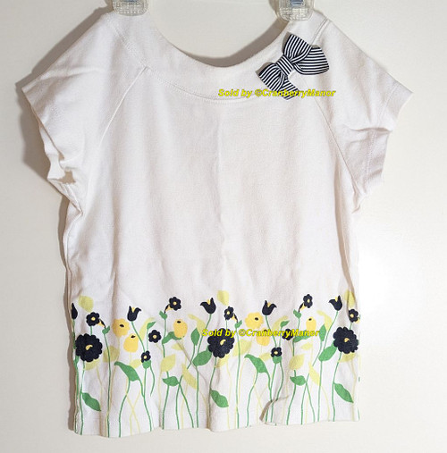 Gymboree Prep Club Flower Border Shirt White Blouse Ribbon Top Vintage Kid Shirt Child Clothing Gift