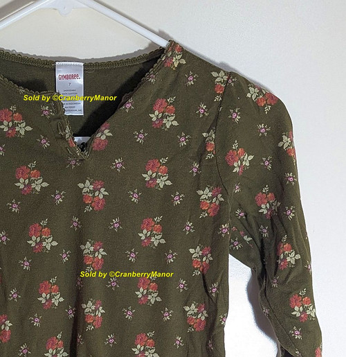 Gymboree Brown Rose Blouse Shirt Floral Top Vintage Kid  Child Clothing Gift