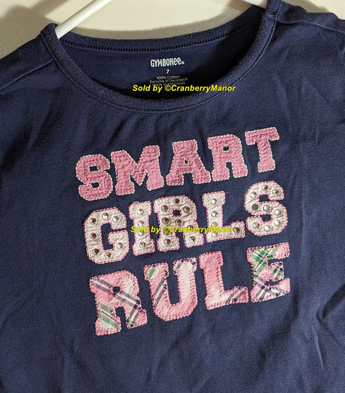 Gymboree Smart Girls Rule Shirt Dark Blue Top Vintage Child Kid Clothing Gift