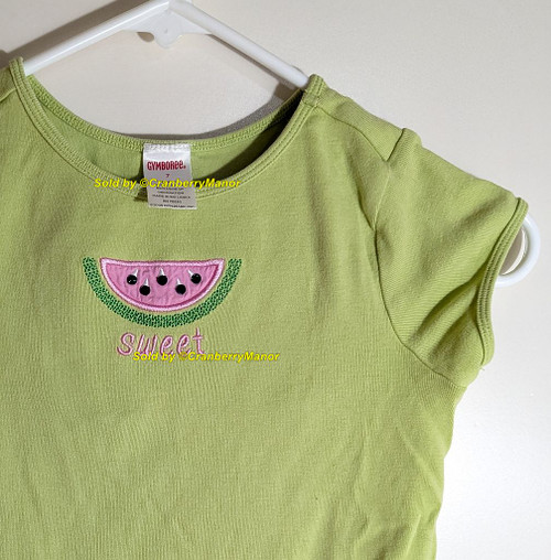 Gymboree Tutti Fruity Green Shirt Embroider Sweet Watermelon Fruit Top Vintage Child Kid Clothing Gift