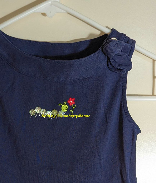 Gymboree Candy Apple Caterpillar Tie Tank Top Embroider Sequin Blue Shirt Vintage Child Kid Clothing Gift