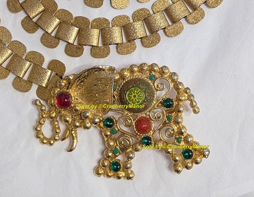 Juliana D&E Stanger Elephant Belt Moroccan Matrix Ruby Red Emerald Green Ball Chain Jewelry Vintage DeLizza Elster Fashion Designer Gift
