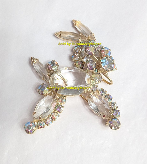 D&E Juliana Bunny Rabbit Brooch Crystal Pony Floret Pin Vintage DeLizza Elster Designer Fashion Jewelry Gift