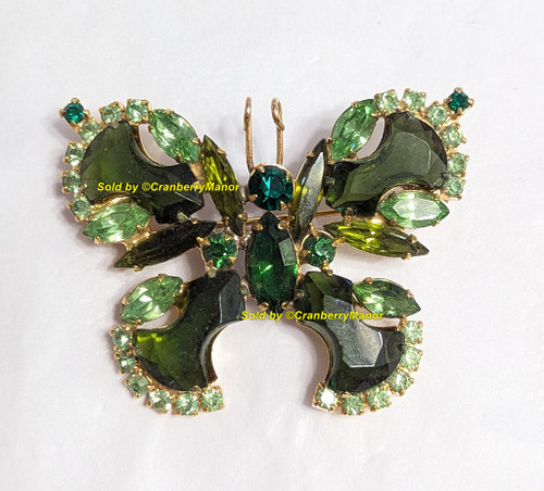 Juliana D&E Weiss Anchor Butterfly Brooch Emerald Green Pin Vintage DeLizza Elster Designer Fashion Jewelry Gift