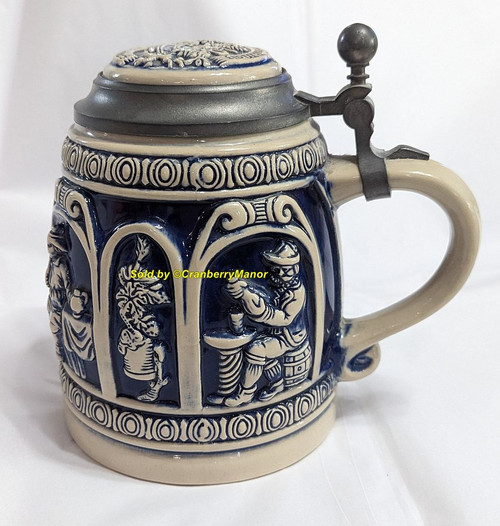 Gerz West German Beer Stein Cobalt Blue Pewter Mug Vintage Designer Cup Gift