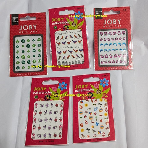 Joby Nail Art Sticker Dolphin Beach Shamrock Clover Bird Cage Heart Butterfly Flower Nailart NOS NIP Makeup Gift Lot 5