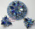 Juliana D&E Brooch Earrings Sapphire Blue Pin Vintage Delizza Elster Designer Jewelry