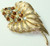 Topaz Brown Rhinestone Gold Leaf Brooch Flower Vintage 1980s Fashion Jewelry Gift