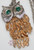 Emerald Owl Puppet Pendant Necklace Vintage Green Rhinestone Jewelry