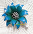 Coro Brooch Blue Enameled 3D Flower Power Pin Vintage Designer Fashion Jewelry Gift