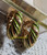 Bergere Earrings Green Striped Enamel Vintage Mod Designer Jewelry