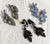 Lot 3 Dangle Earrings Black Diamond Rhinestone Vintage Fashion Jewelry