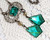 Art Nouveau Necklace Emerald Green Dangle Drop Glass Bead Vintage Fashion Jewelry Gift