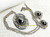Whiting Davis Hematite Necklace Earrings Vintage Designer Pendant Fashion Jewelry