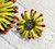 Corocraft Brooch Earrings Yellow Enamel Flower Power Coro Vintage Designer Jewelry