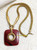 Crown Trifari Mod Necklace Square Thermoset Mesh Chain Pendant Vintage Designer Jewelry