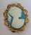 AAi Blue Cameo Brooch Accessories Associates Inc. Rhinestone Vintage Designer Jewelry